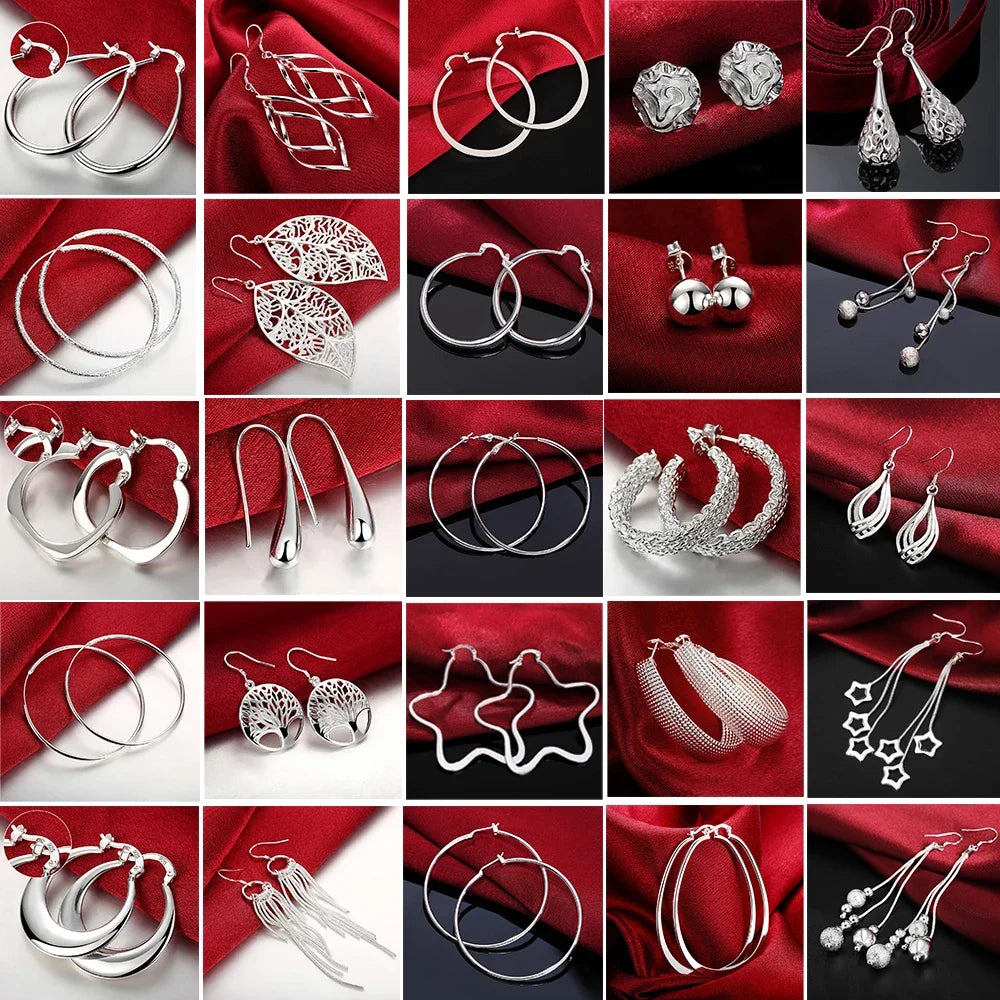 Top Quality 925 Sterling Silver Earrings Simple Round Circle Hoop Earrings For Woman Fashion Wedding Engagement Charm Jewelry - Madeinsea©