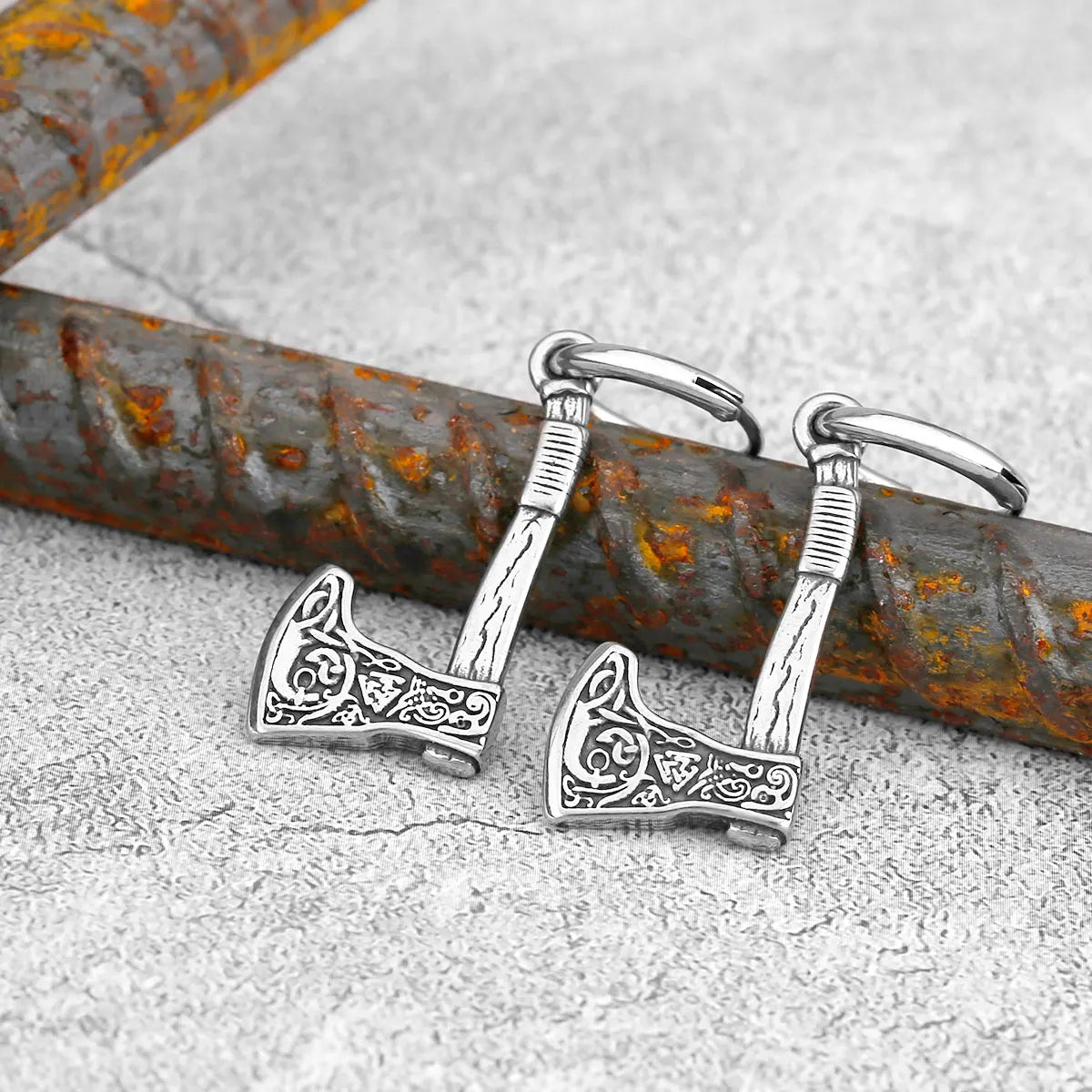 Titanium Stainless Steel Odin Weapon Ax Earrings Amulets Nordic Men's Stud Earrings Teen Jewelry Fashion Christmas Gifts - Madeinsea©