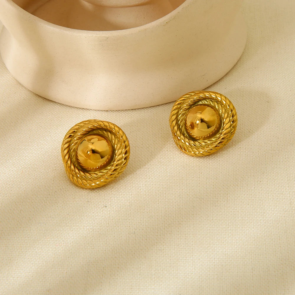 INS Trend 18K vergoldet Edelstahl glatte gedrehte Textur Ohrstecker wasserdicht Schmuck Party Geschenk