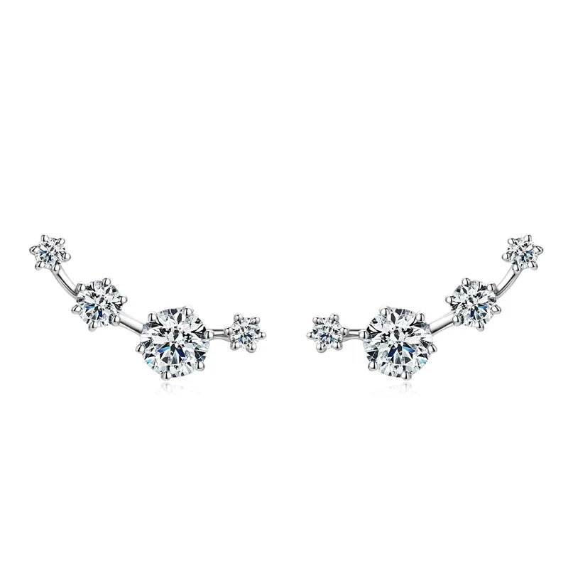 OXTAO Fashion Moissanite Earrings Stud Climber 925 Sterling Silver Round For Women Premium Jewelry Gifts And Certifications