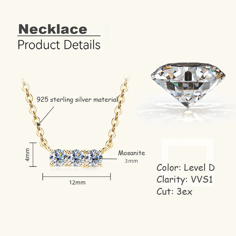 OXTAO GRA Certified 3mm Moissanite Pendant Necklace Women 925 Sterling Silver Sparkling Lab Diamond Moissanite Jewelry Gift