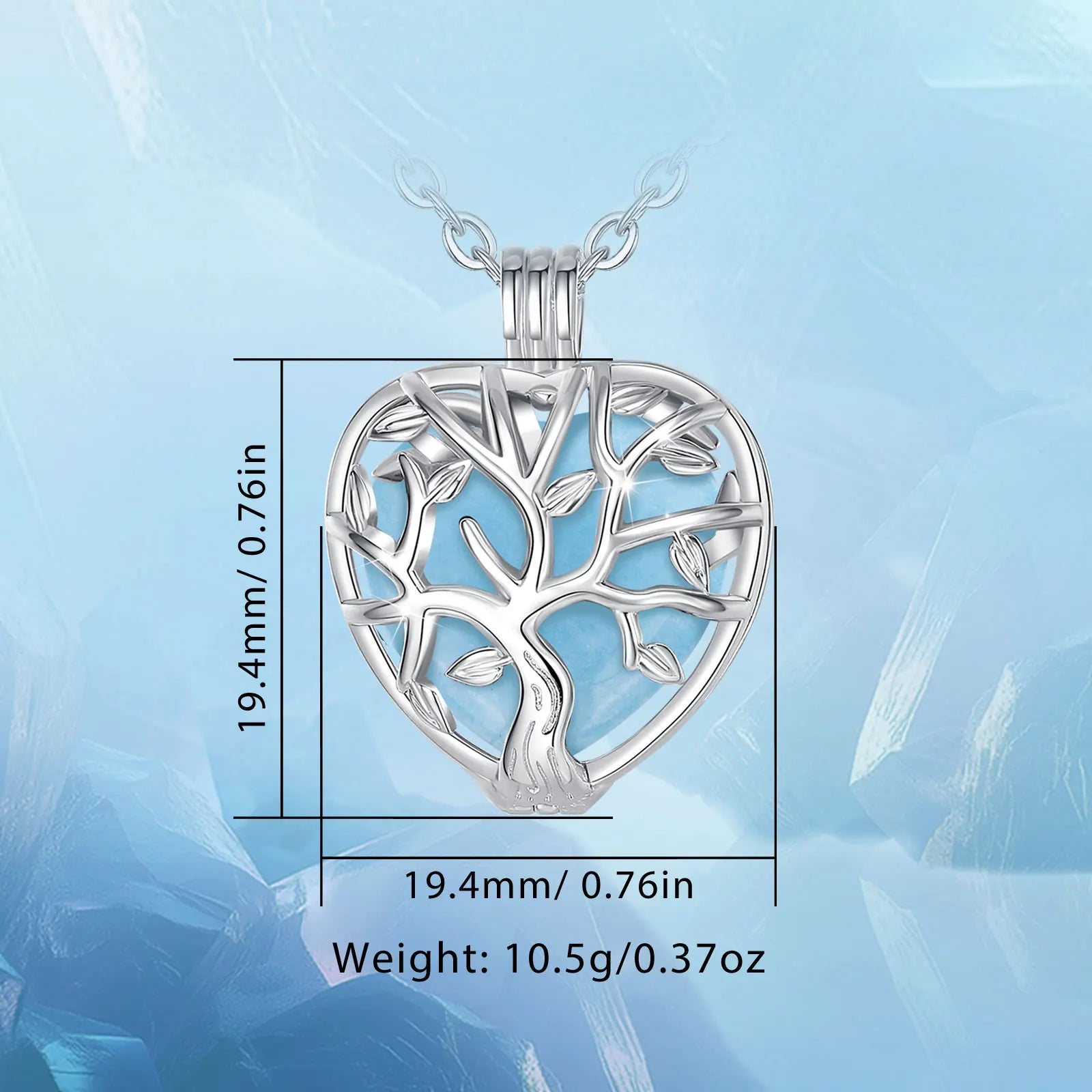 Eudora Tree of Life Cage Heart Necklace Obsidian Energy Healing Crystal Stone Pendant Spiritual DIY Jewelry Moonstone Gift