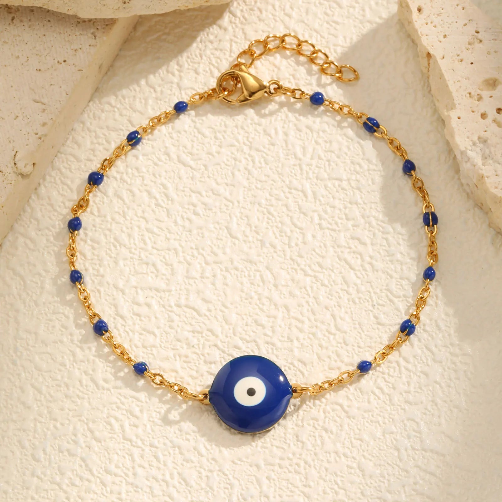 Vnox Vintage Virgin Mary Evil Eye Bracelet For Women Stainless Steel Link Colorful Bead Chain Bracelets Girls Hand Jewelry Gifts