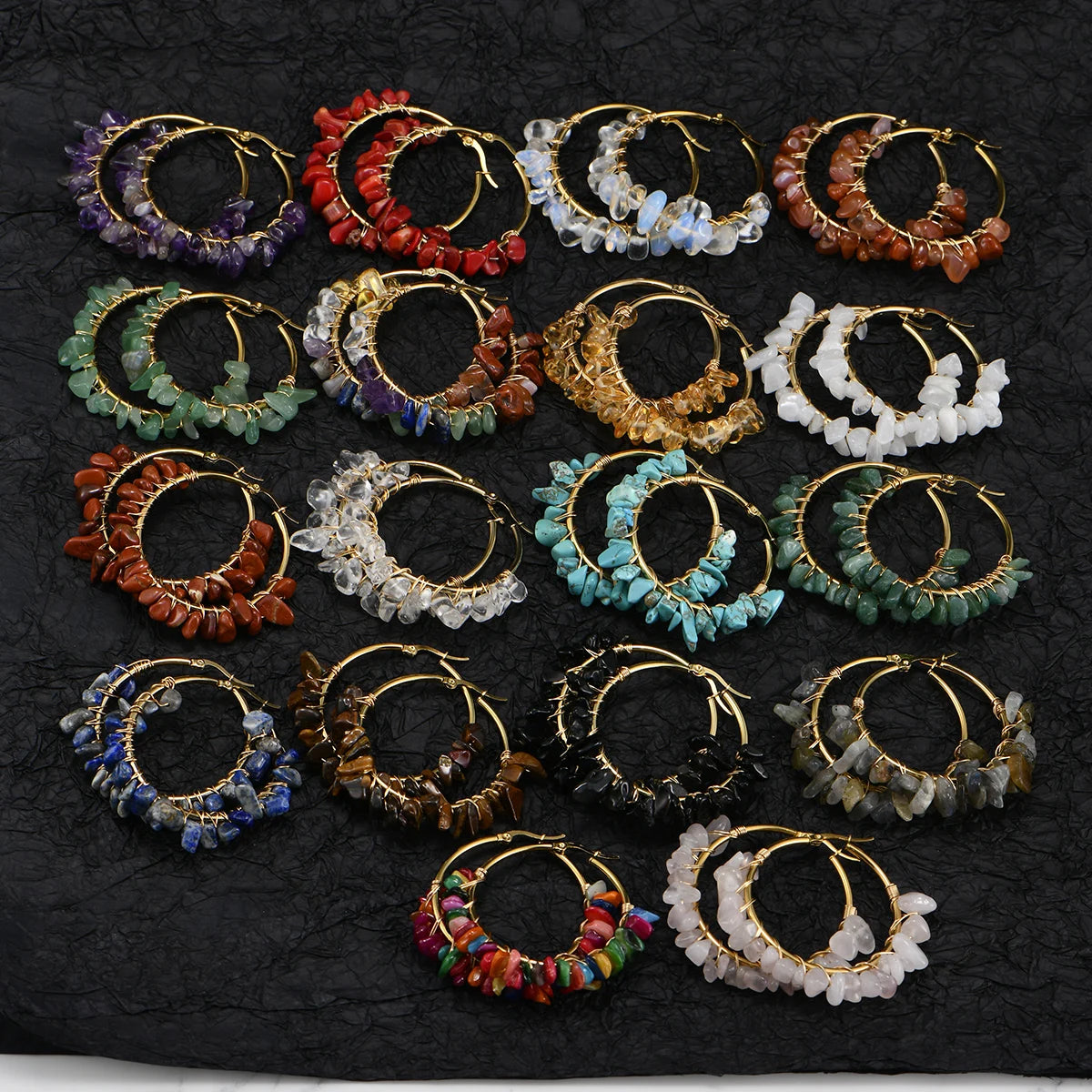 A Pair of Fashionable and Creative Round Natural Stone/Turquoise Earrings, Various Colors of Stone Earrings