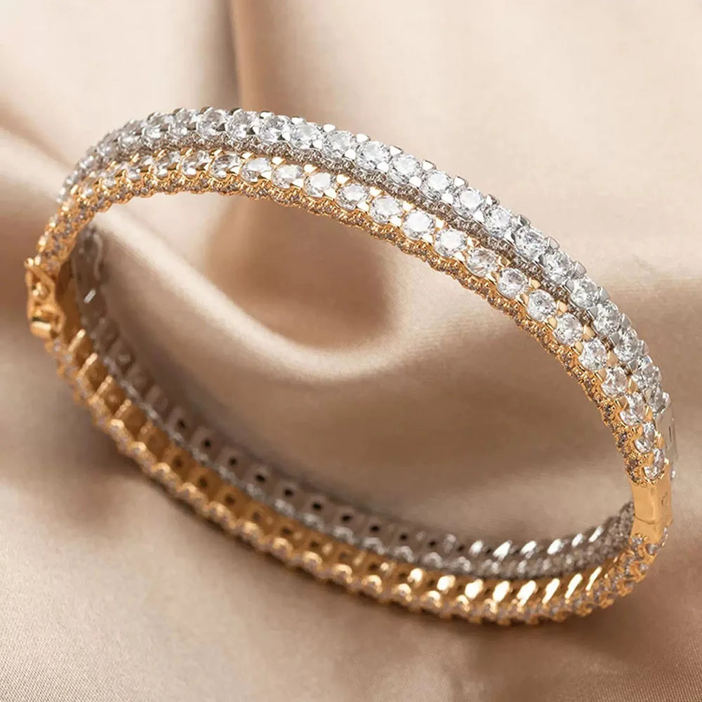 Top Quality Fashion Lovely Bangle Pure Sterling 925 Silver Jewelry For Women Design Bangle Cute Diamond Party Gift Jewelry - Madeinsea©