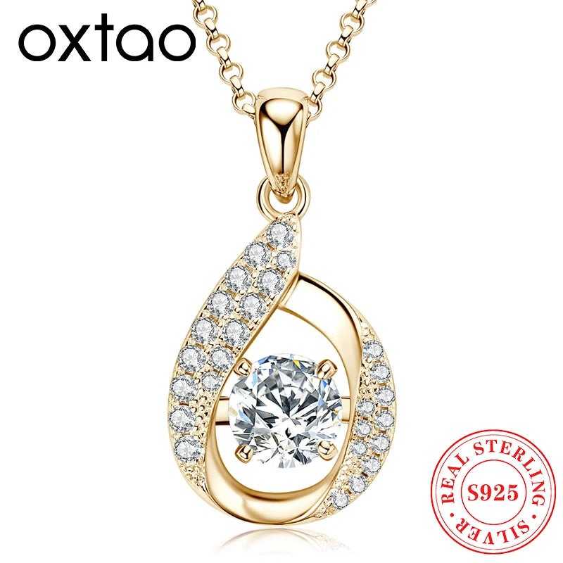 OXTAO D VVS1 Moissanite Pandent Necklace GRA Certified 6.5ct Lab Diamond S925 Sterling Silver Water Drop Pendant Dainty Jewelry