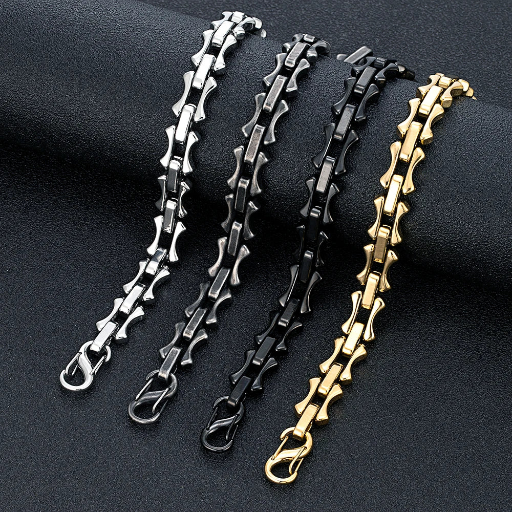 MKENDN 11mm Vintage Keel Chain Bracelet for Men Oxidized Square Link Wristband Viking Punk Style Father's Day Gift - Madeinsea©