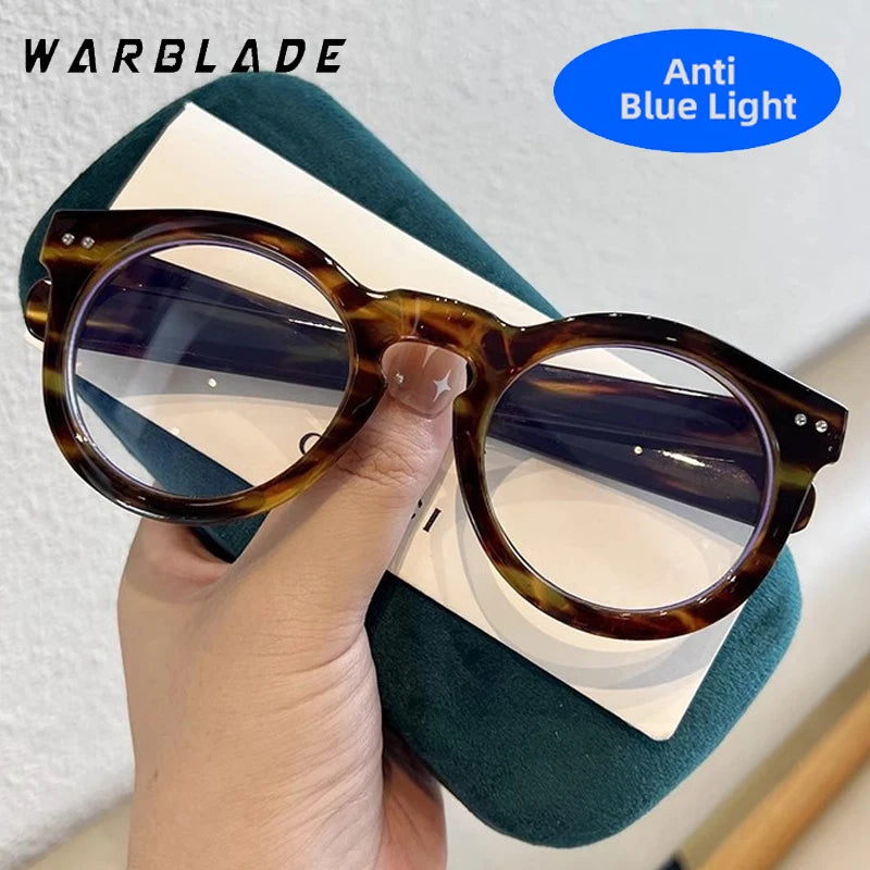2025 Übergroße runde Anti-Blaulichtfilterbrille für Männer mit Nietenrahmen, Gaming-UV400-Schutz, Computer- und Damenbrille