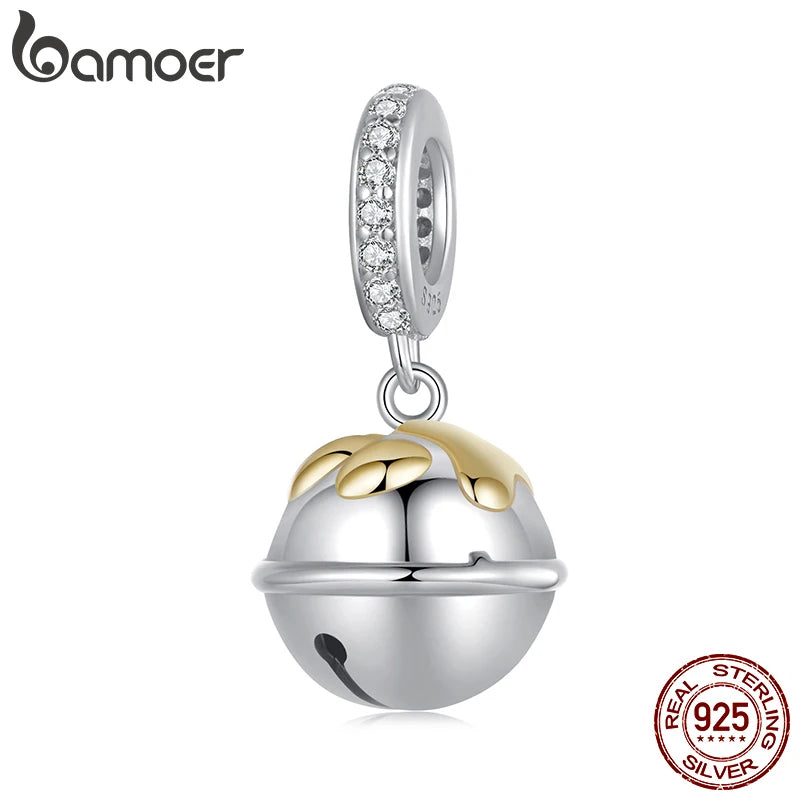 BAMOER Solid 925 Sterling Silver Paw Bell Charm Bead fit Original Bracelet & Necklaces Jewelry DIY bamoer Charm SCC2939
