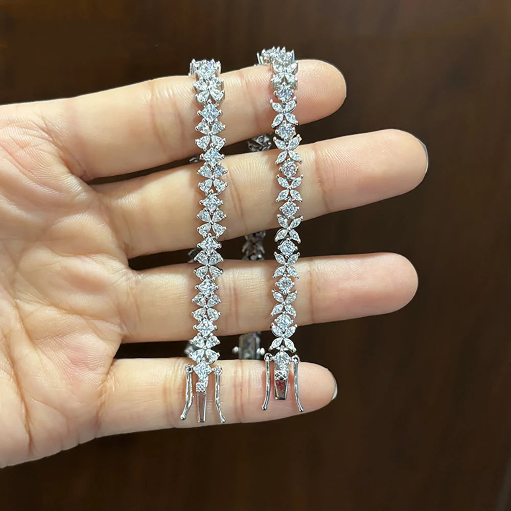Serenity Sparkling 5A Zircon Tennis Bracelet For Women Men 100% S925 Sterling Silver High Carbon Diamond Bracelet Fine Jewelry