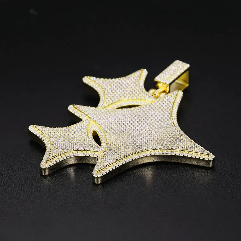 TUHE Unisex S925 Star Pendant Necklace Iced Out Moissanite Gold Silver Color Charm For Men Hip Hop Jewelry