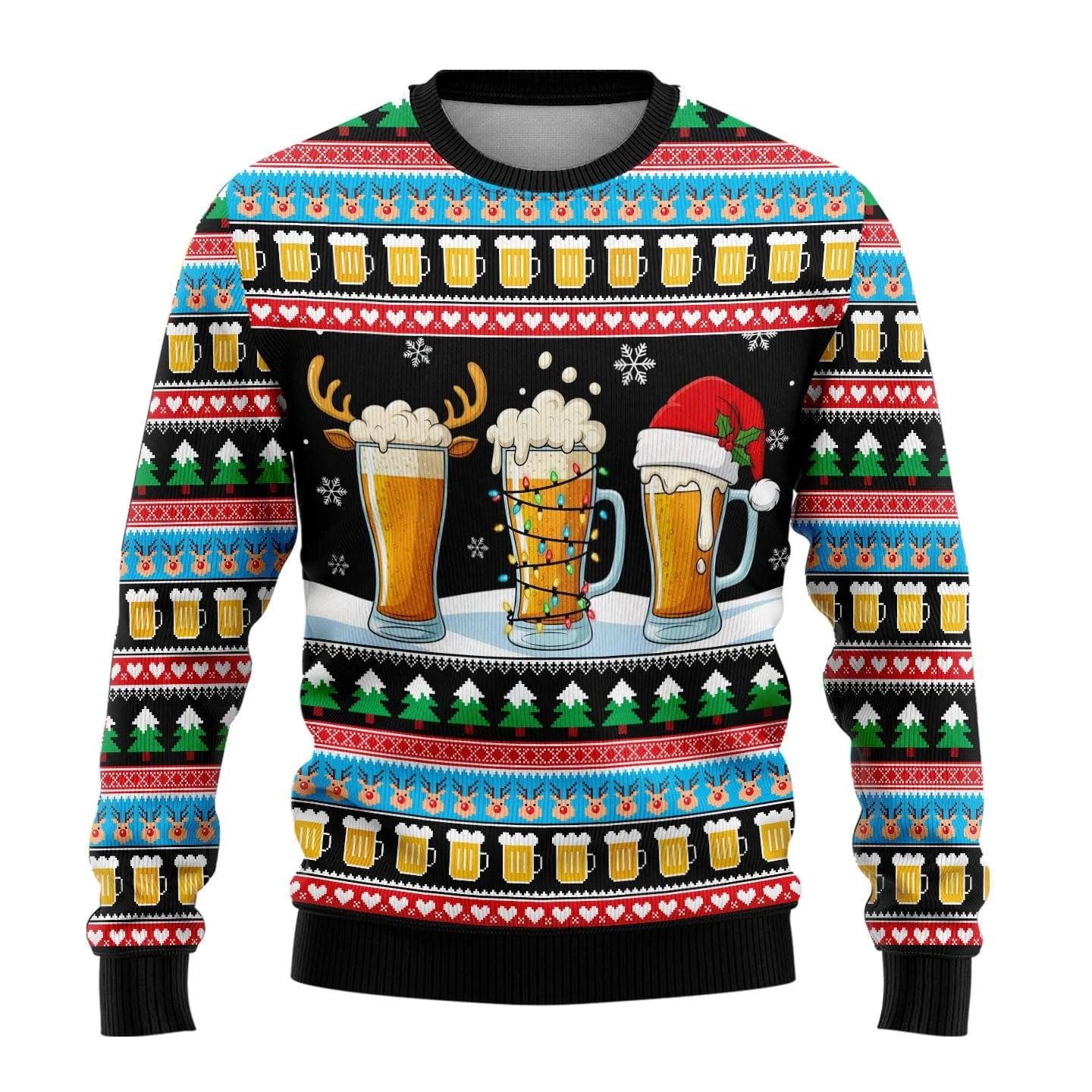 2025 Women Men Beer Ugly Christmas Sweater 3D Funny Printed Long Sleeve O-neck Christmas Sweaters Tops Pullover Xmas Sweatshirt