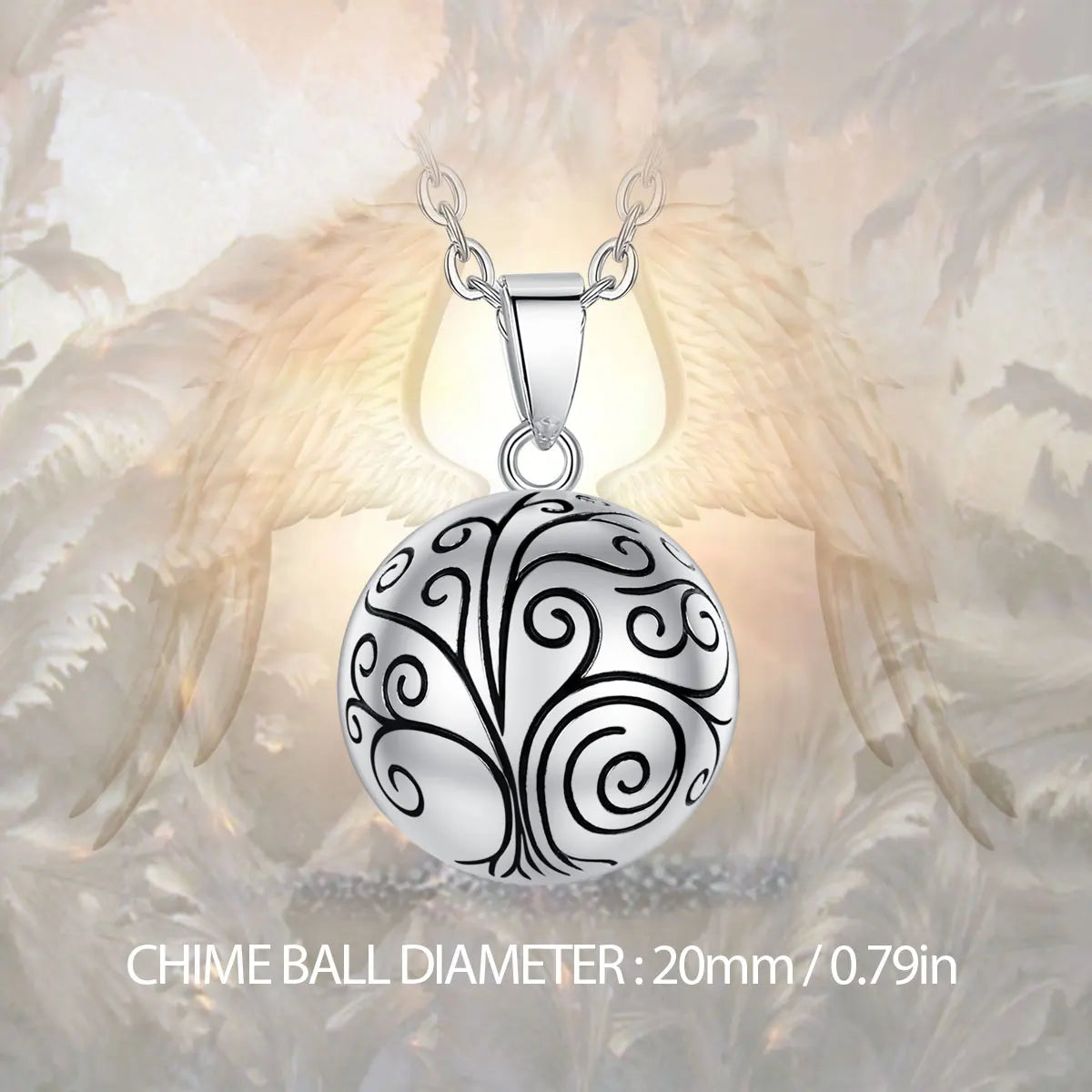 Eudora Collier Bola de Grossesse Necklace 20mm Ball Tree of Life Angel Caller Musical Bell Pendant Jewelry for Pregnant Women