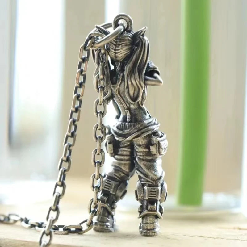 Silver-Plated Anime Mecha Beautiful Girl Girl Pendant Necklace Men and Women Hip-Hop Rock Punk Trendy Jewelry Gift - Madeinsea©
