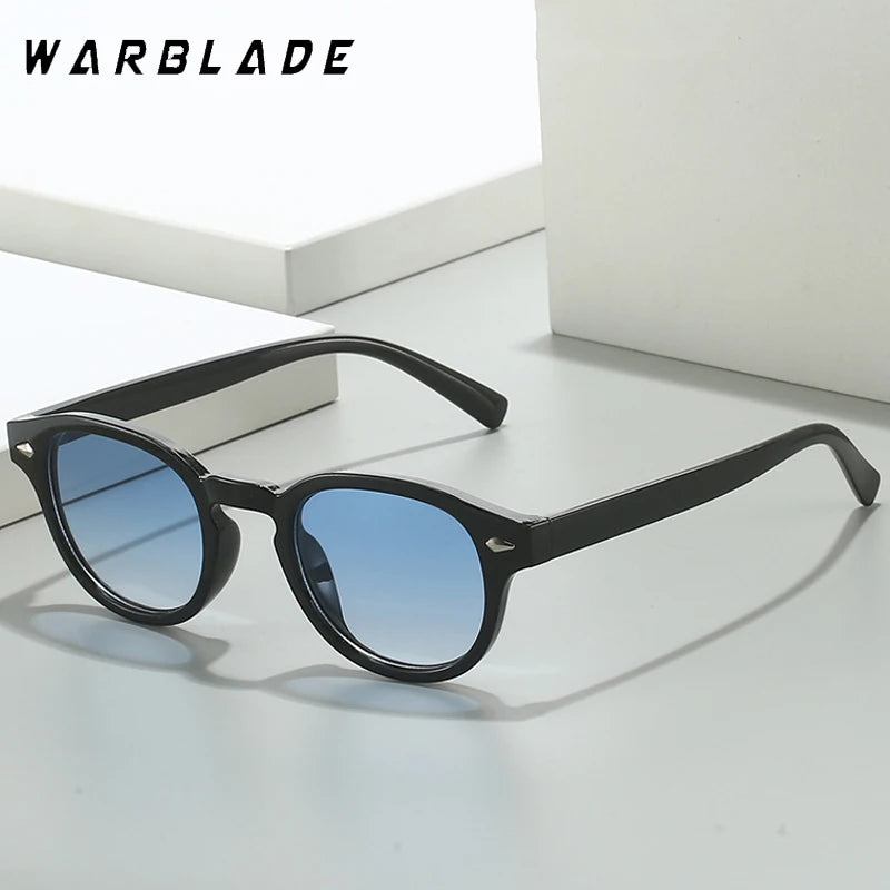 Simple Vintage Round Sunglasses Women Men 2025 Luxury Brand Design Retro Rivet Yellow Blue Lens Square Sun Glasses Female UV400