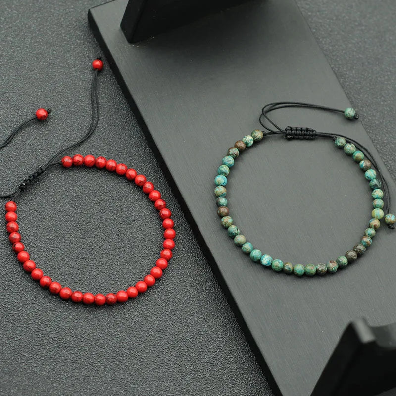 Nouveau bracelet en macramé pour homme et femme, réglable, perles de 4 mm, œil de tigre en lave naturelle, accessoires de festival pour petit ami