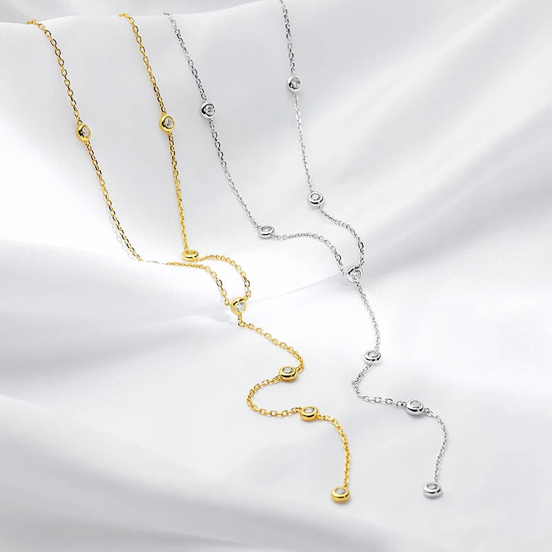 Serenity 1.2cttw D Color Moissanite Necklace For Women Wedding Engagement Party 925 Sterling Silver Adjustable Bubble Neck Chain - Madeinsea©