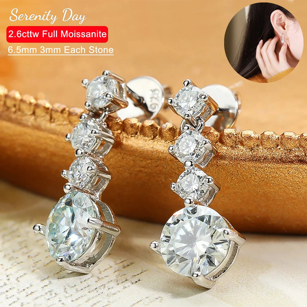 Serenity 2.6ct All Moissanite Drop Earrings For Women Anniversary Gift S925 Sterling Silver Tassel Pendant Earrings Fine Jewelry