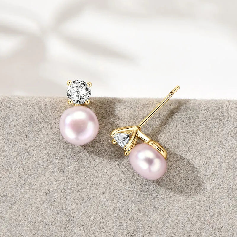 14K Gold Filled Circle Crystal Pearl Dazzling Stud Earrings 925 Sterling Silver Luxury Fine Jewelry For Women Anniversary Gift