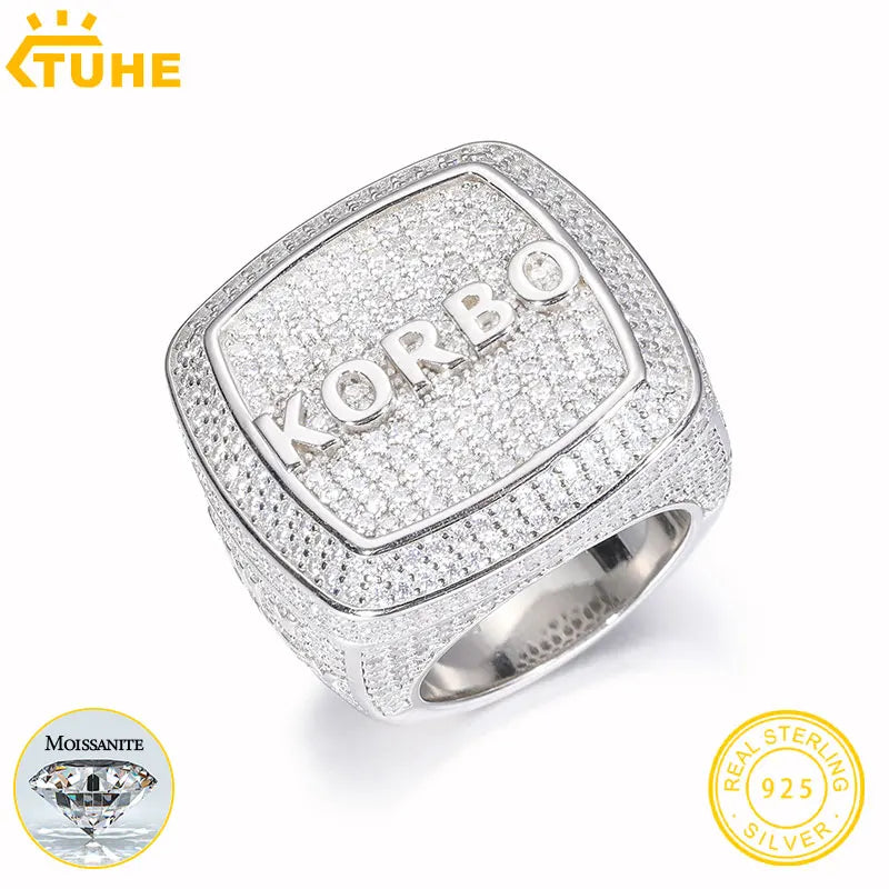 Custom Style Rings For Men Letters Silver 925 Ring Moissanite Combination Letter Name Hip Hop Jewelry Men's Gifts