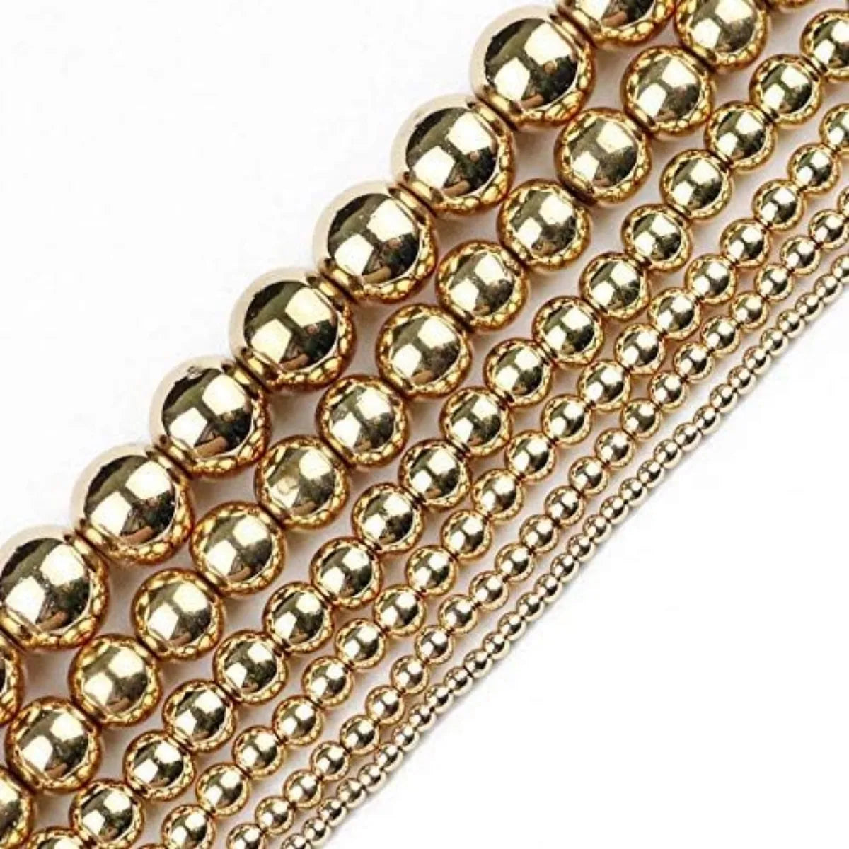 Round Hematite Beads 2/3/4/6/8/10mm Natural Stone 14K Gold Color Loose Beads Ball Jewelry Bracelets Making DIY Accessories SSS