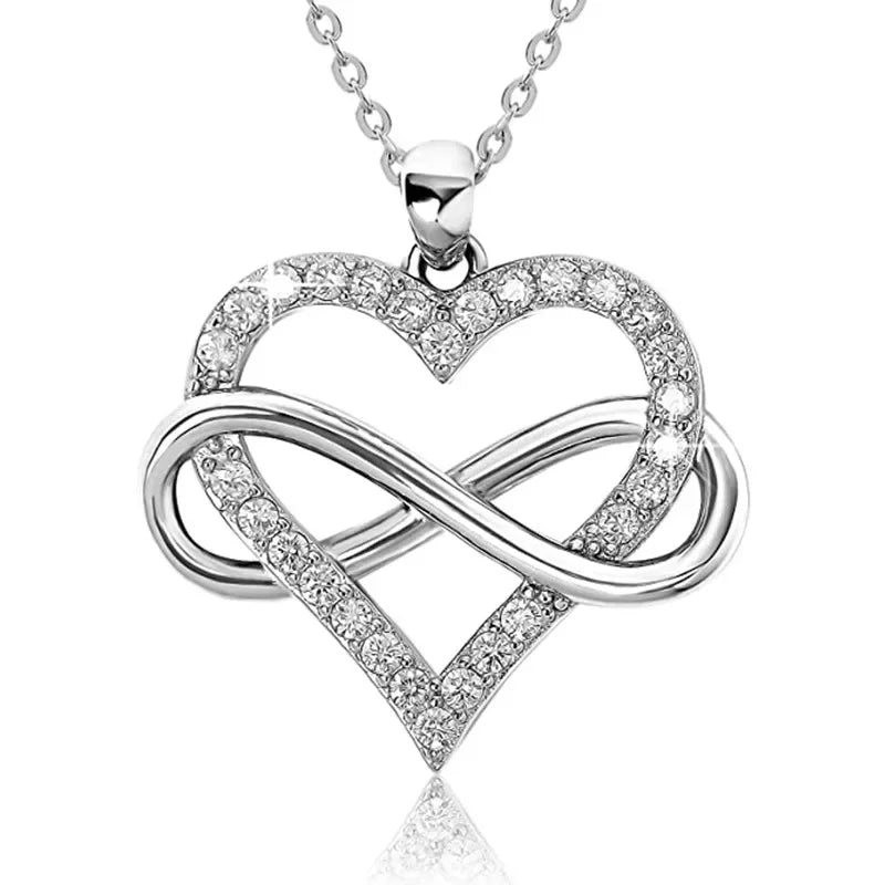 Huitan Silver Color Love Heart Necklace for Women Full with Sparkling CZ Engagement Wedding Bridal Necklaces New Fashion Jewelry