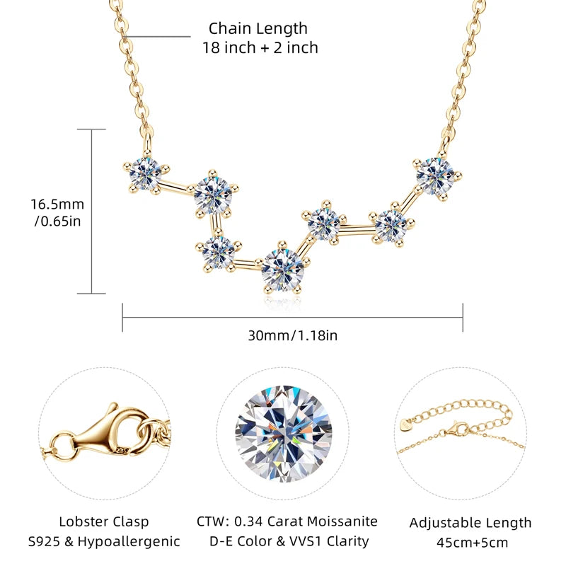 OXTAO 4mm 3.5mm 3mm Round Cut Moissanite Necklace For Women Luxury Pendant Necklace 18K White Plated 925 Silver Jewelry Gift