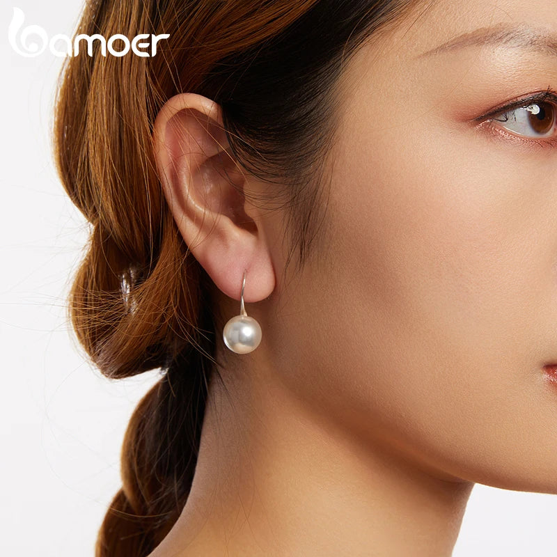 BAMOER 925 Sterling Silber Perlen-Ohrhänger, Schmuck für Damen, hypoallergen, elegant, Geschenkidee für Geburtstagsfeiern