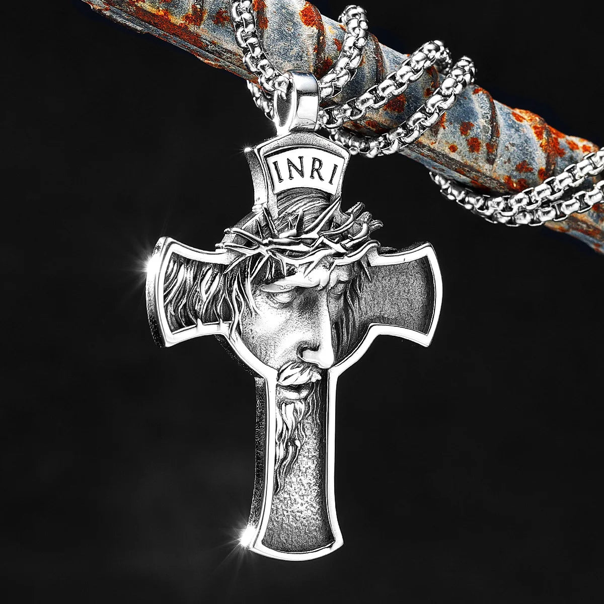 INRI Jesus Cross Religon Amulet Stainless Steel Men Women Necklaces Pendants Chain Punk Trendy Jewelry Creativity Gift Wholesale - Madeinsea©