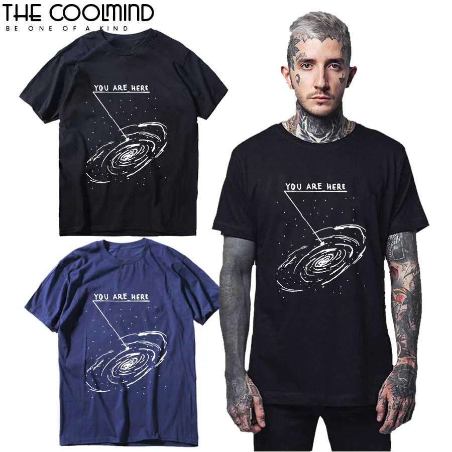 COOLMIND 100% Cotton Summer Loose Men Tshirt Cool Oversized Men T Shirt o-neck Space Funny t-shirt Male Tee Shirts