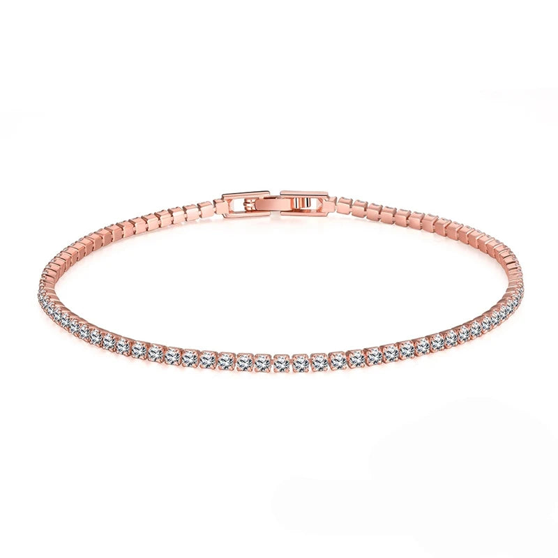 2mm Moissanite Tennis Bracelet 925 Sterling Silver Plated White Gold Bracelet for Women Man Sparkling Party Jewelry