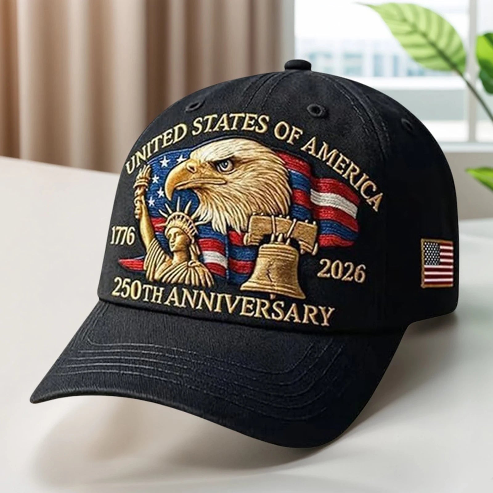 United States 250th Anniversary Cap Adjustable Washed Cotton Baseball Cap Vintage Tribute Eagle Printed Patriotic Trucker Hat - Madeinsea©