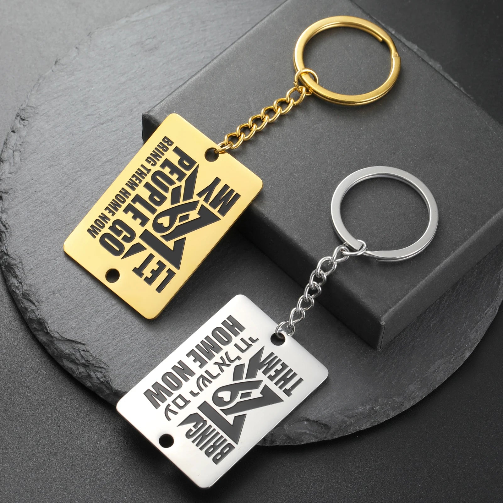 Dreamtimes Bring Them Home Now Porte-clés hébreux pour hommes Porte-clés Israël anticorrosion double face pour voiture Bijoux en acier inoxydable