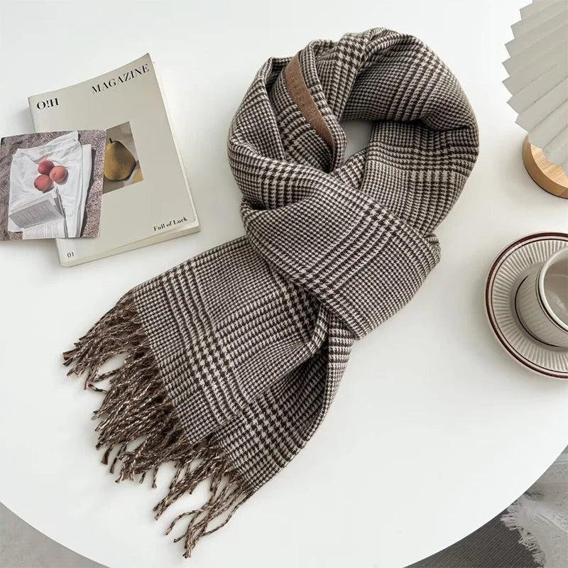 65*185cm Stripe Plaid Women Men Scarf Double Sided Imitation Cashmere Shawl Winter Pashmina Warm Wrap Foulard Neckerchief