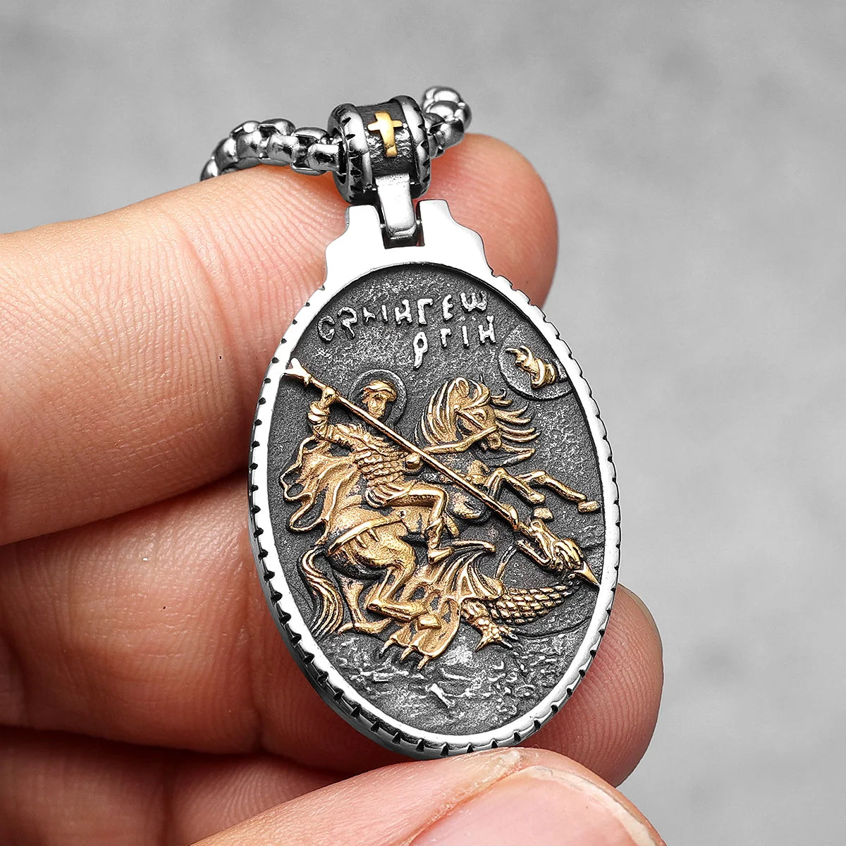 St George Men Necklaces 316L Stainless Steel Chain With Pendant Amulet Guardian Rock Punk for Male Jewelry Retro Gift Wholesale