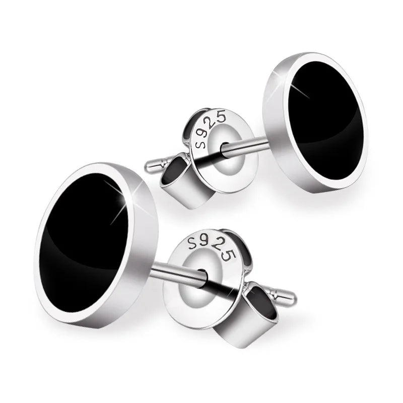 Buyee 925 Sterling Silber Runder Ohrstecker Leicht Poliert Schlichter Ohrring für Mädchen Frau Mann Rock Punk Edler Schmuck Ohrring