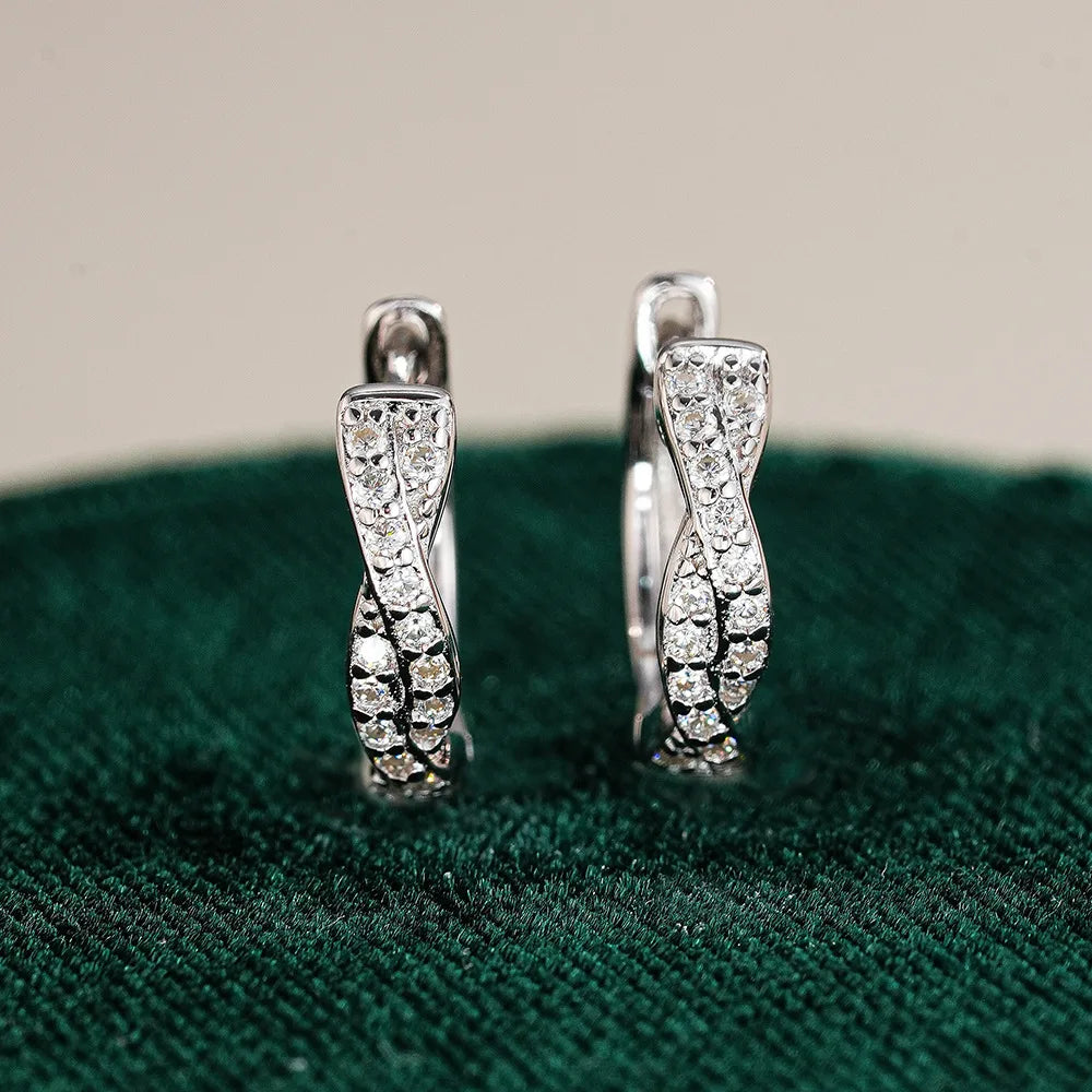 European-American Trendy Vintage Ear Clips PT950 Platinum Women's! 0.5CT Moissanite Elegant Hoops, High-End Eye-Catching & Chic - Madeinsea©