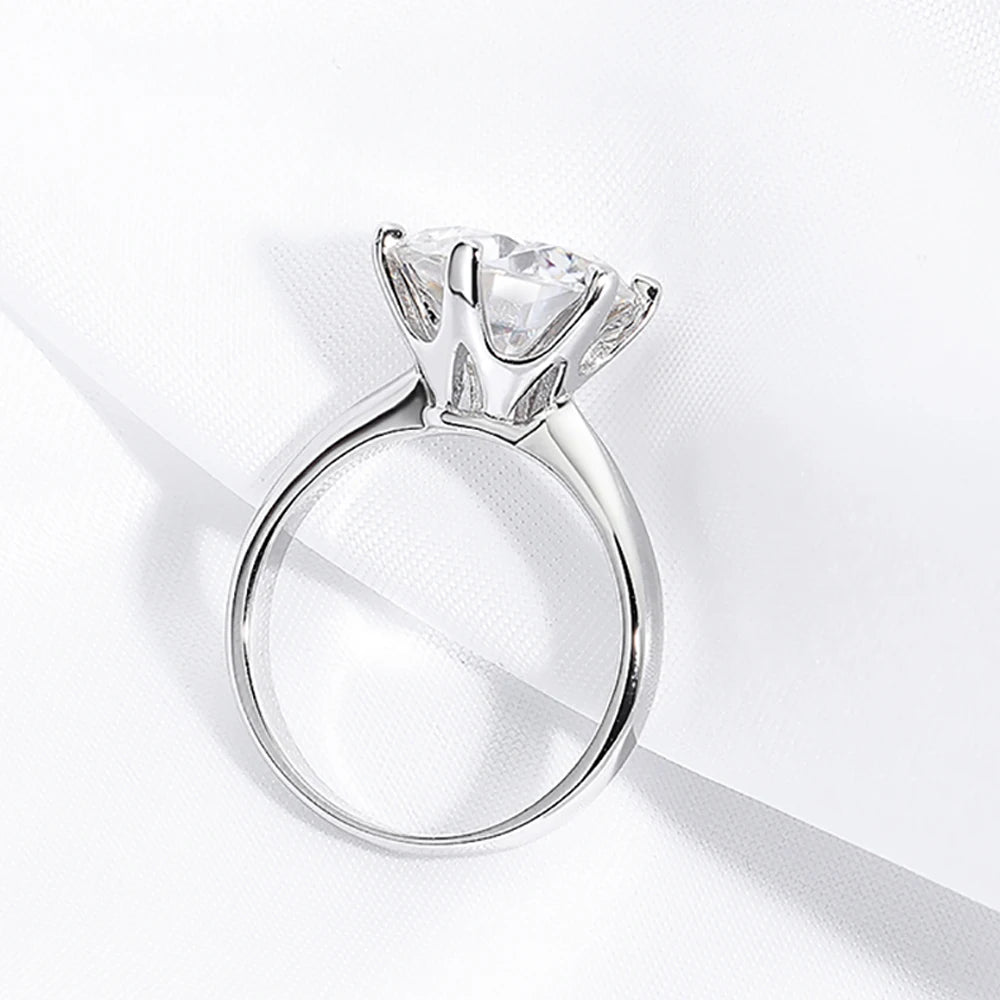 Serenity Six-claw 5ct 10ct Big Moissanite Rings For Women Wedding Bridal Gift 925 Sterling Silver Classic Eternity Rings Jewelry