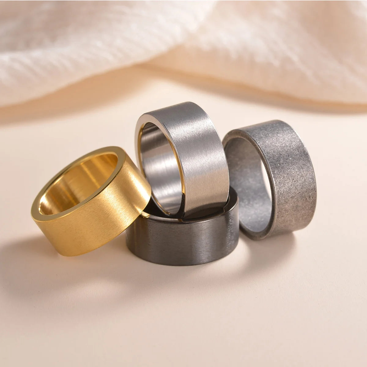 Stainless Steel 10mm Ancient Silver Ring Retro Vintage Round Rings For Men Women Silver Color Rings Jewelry Gifts Wholesale
