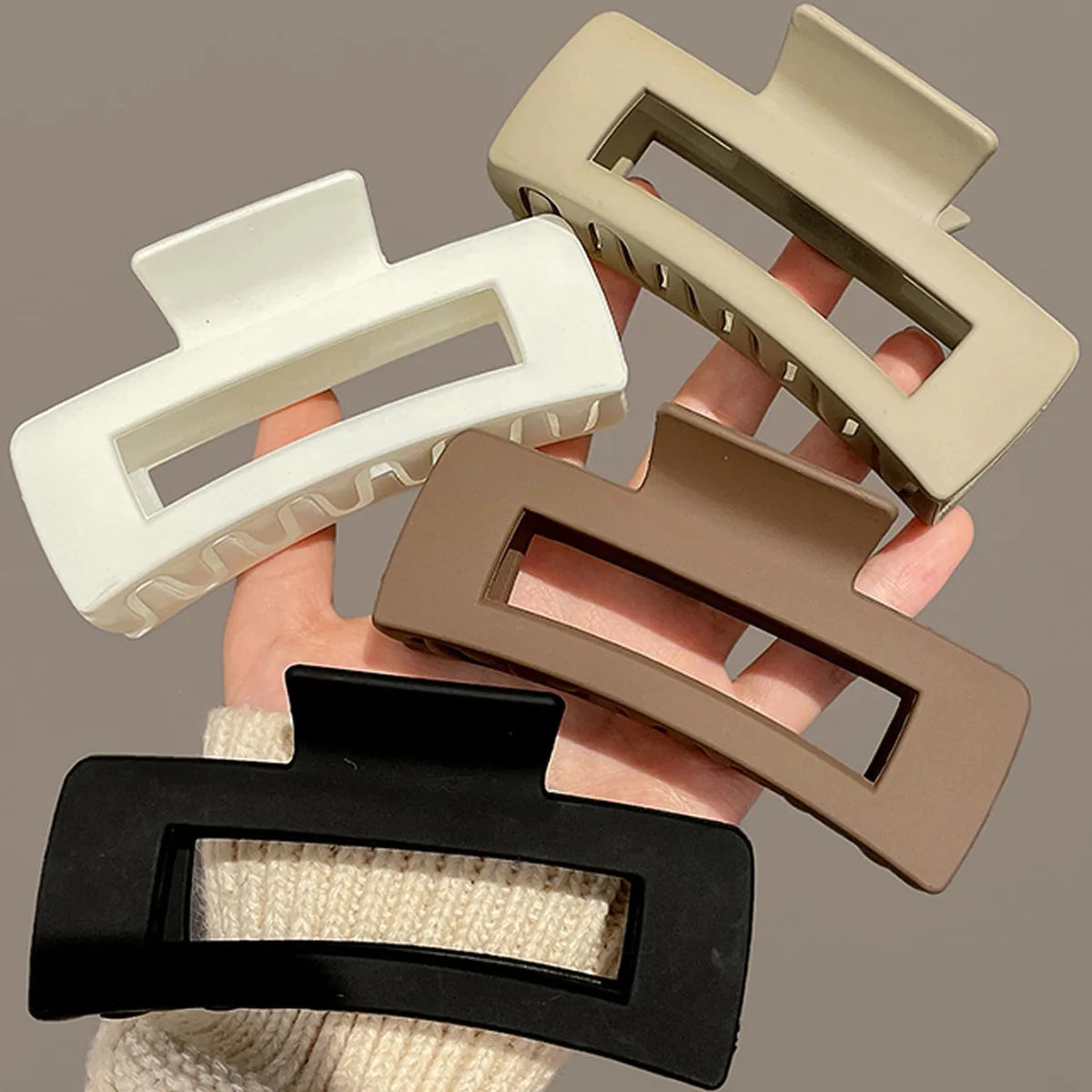 Korean Large Solid Hair Claw Elegant Hairpins Barrette Crab Hair Clips For Women Girls Square Headwear Hair Accessories Jewelry - Madeinsea©