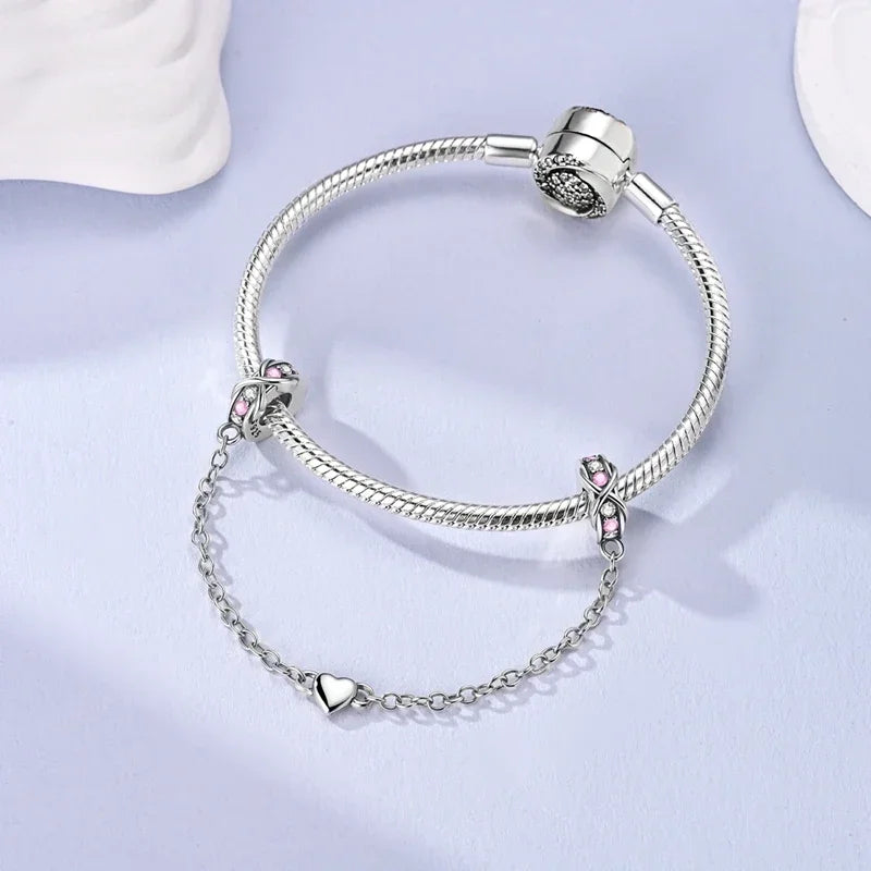 Original 100% 925 Sterling Silver Clasp Clip Bead Star Moon Safety Chain Fit 925 Original Bracelet DIY Jewelry Making Women Gift