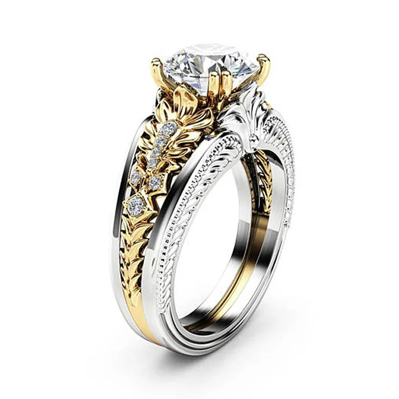 Vintage Diamond 18K White Gold Ring Gemstone Wedding for Women Pure Topaz Bague Anel Jewelry Anillos De Bizuteria Gemstone