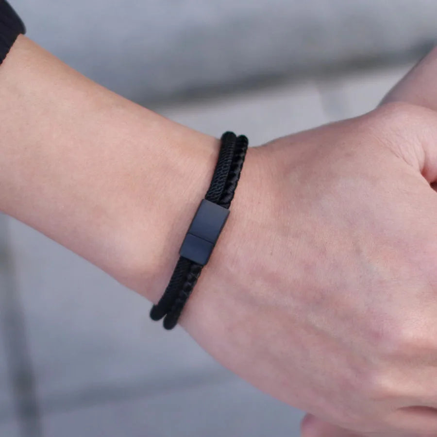 Grade A Keel Rope Bracelet Men Unfading Detachable Magnet Buckle Bangle Leisure Pulseira Homme Bicolor String Wrap Braclet Joias