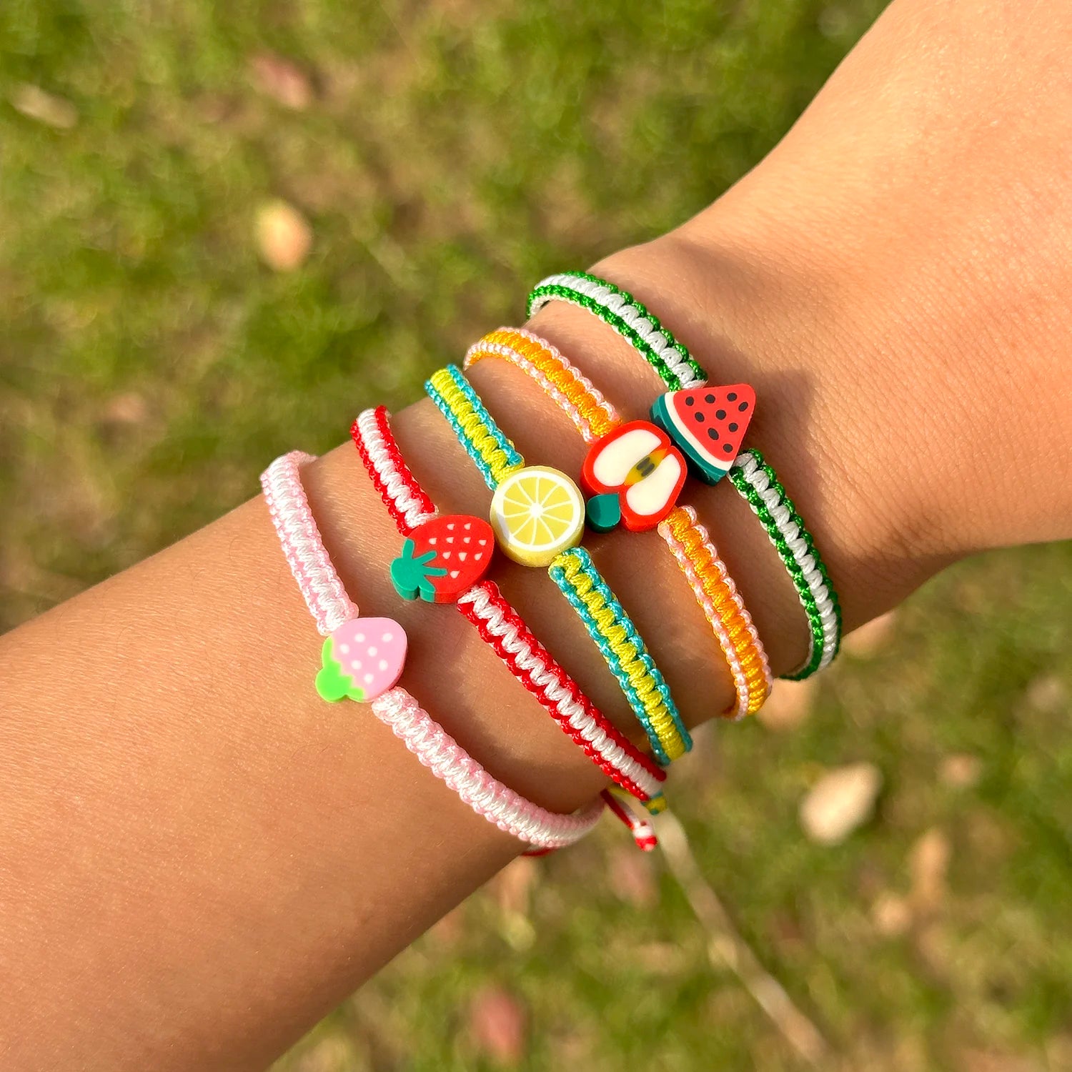 Bohemian Summer Fruit Bracelet For Women Girls Watermelon Lemon Strawberry Handwoven Adjustable Bangles Friendship Jewelry Gifts