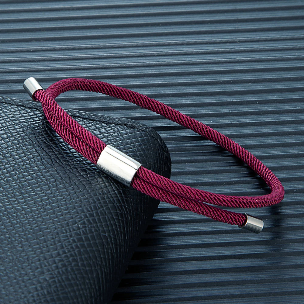 MKENDN Minimalist Durable Unisex Rope Design Stainless Steel Adjustable Braided Rope Bracelet for Men Women Couple Jewelry Gifts