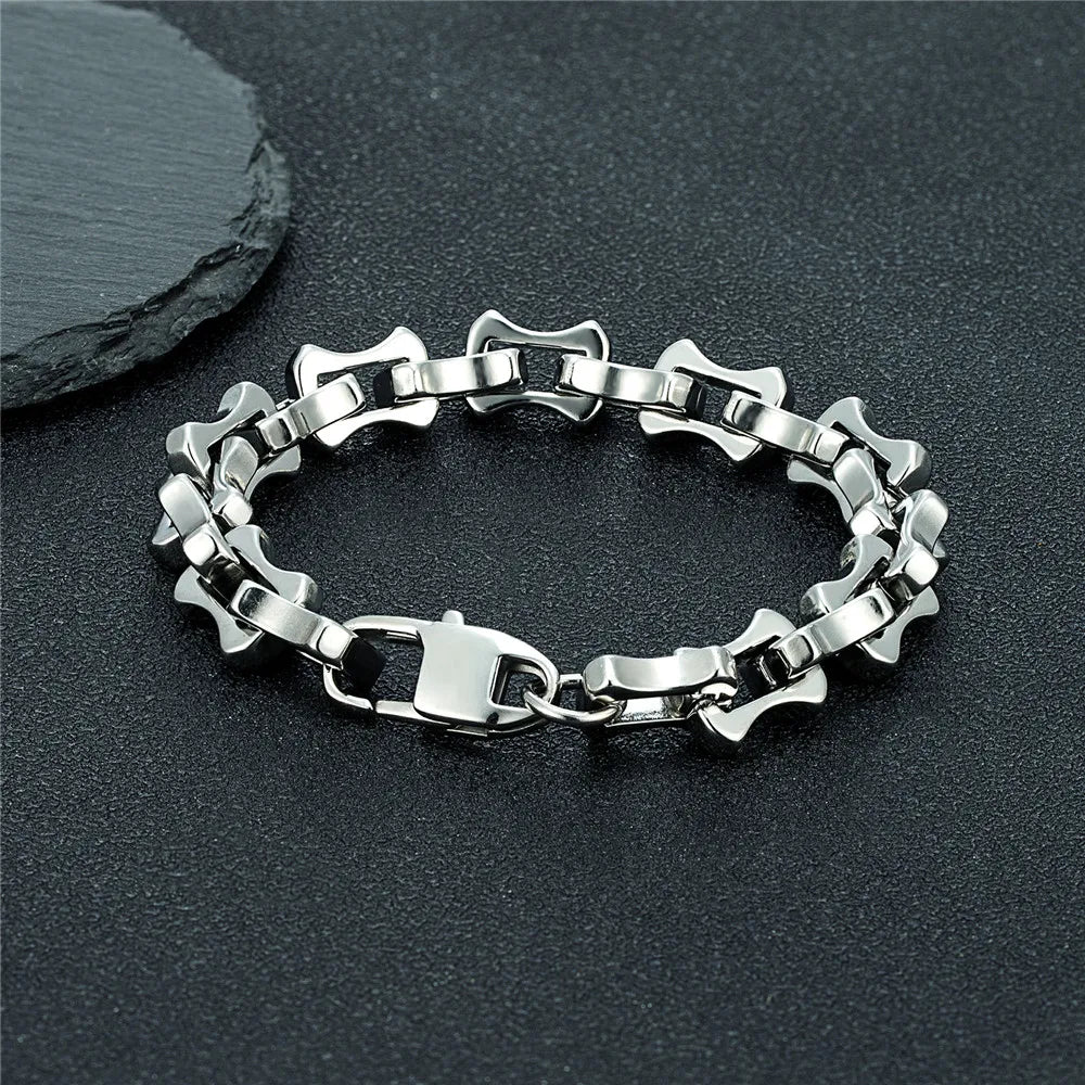 MKENDN Locomotive Vintage Oxidized Black Keel Chain Link Men Bracelet Punk Stainless Steel Motorcycle Bracelets Male Jewelry - Madeinsea©
