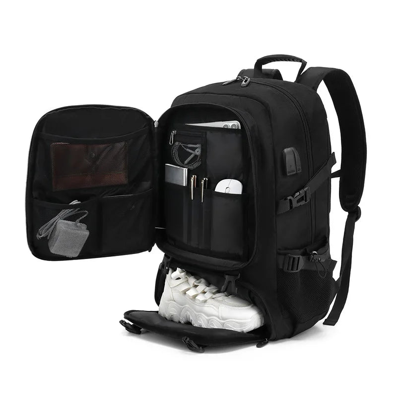 50L 80L Large Travel Backpack Men Separate Shoe Compartment Business B