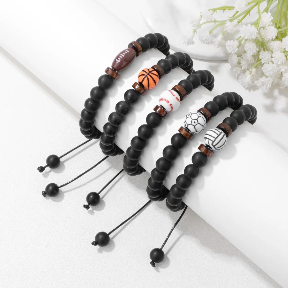 New Handmade Weaven Men Bracelet Adjustable Basketball Baseball Volleyball Rugby Sports Braclet Yoga Meditation Healing Braslet