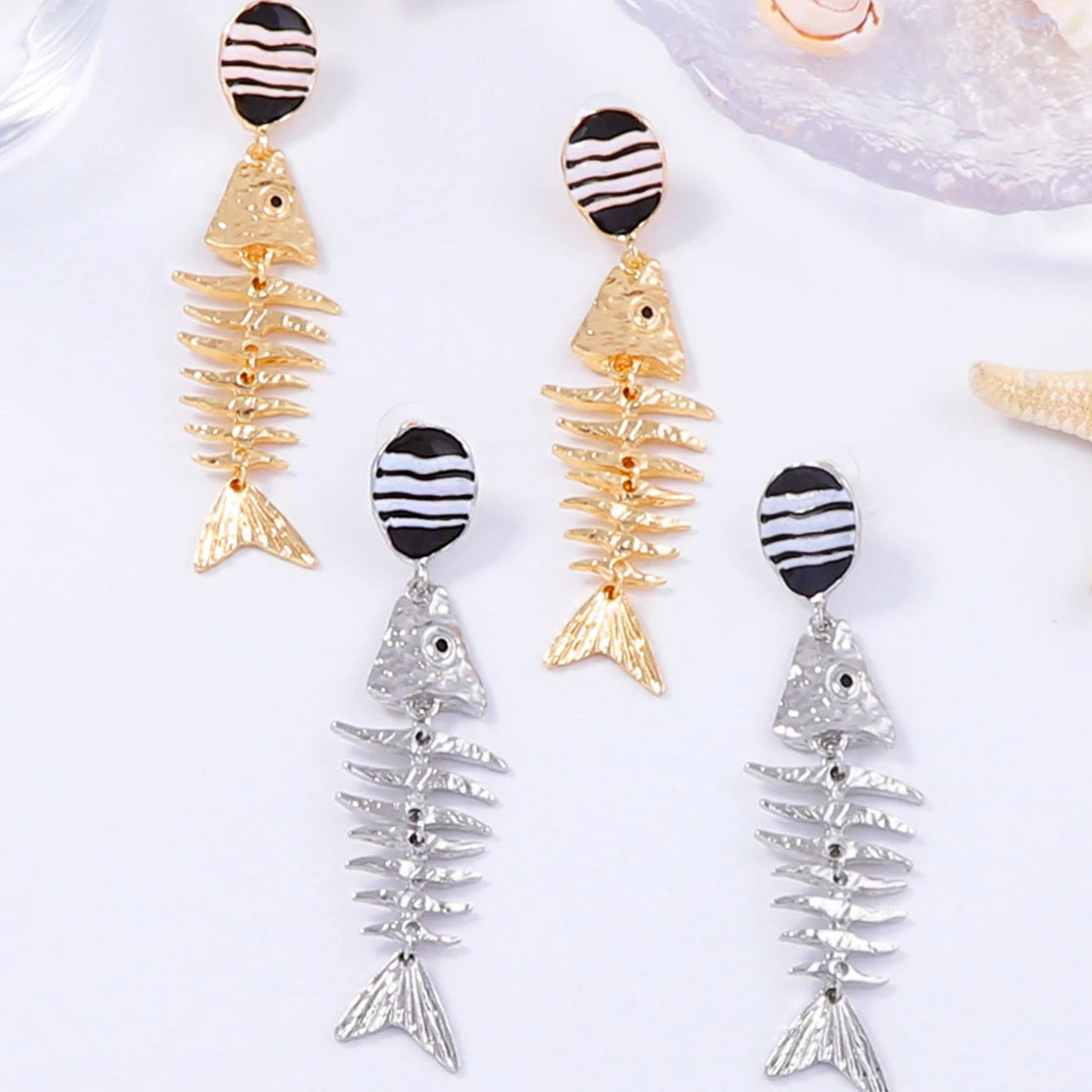 ZAA Personalized Trendy Retro Fish-bone Ocean Leisure Earrings