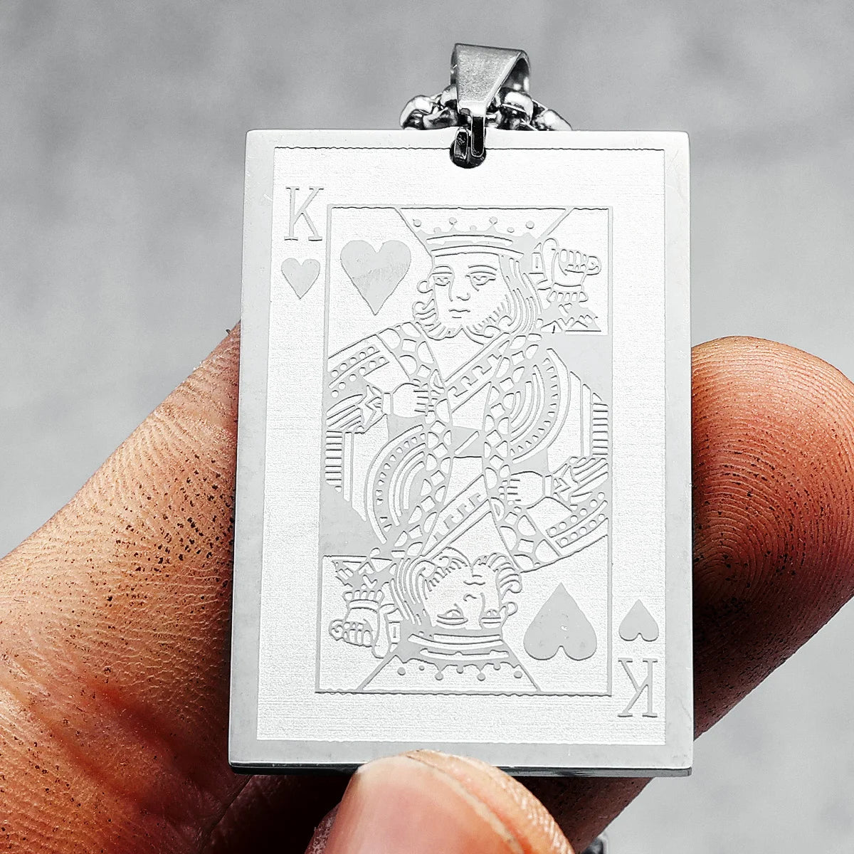 Spade King Men Pendant Bas-relief Poker Necklace Stainless Steel Chain Hip Hop Luxury for Male Party Jewelry Gift Dropshipping